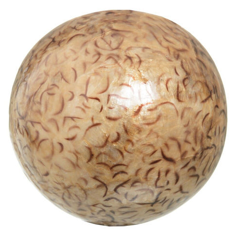 Bolas CAPIZ Decoración Beige Marrón 10 x 10 x 10 cm (8 Unidades)